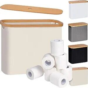 Toilet Paper Basket Toilet Paper Storage with Lid Toilet Paper Organizer Beige